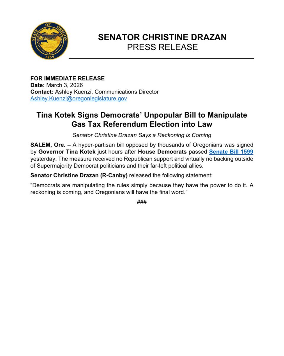 Oregon Senate Republicans tweet media