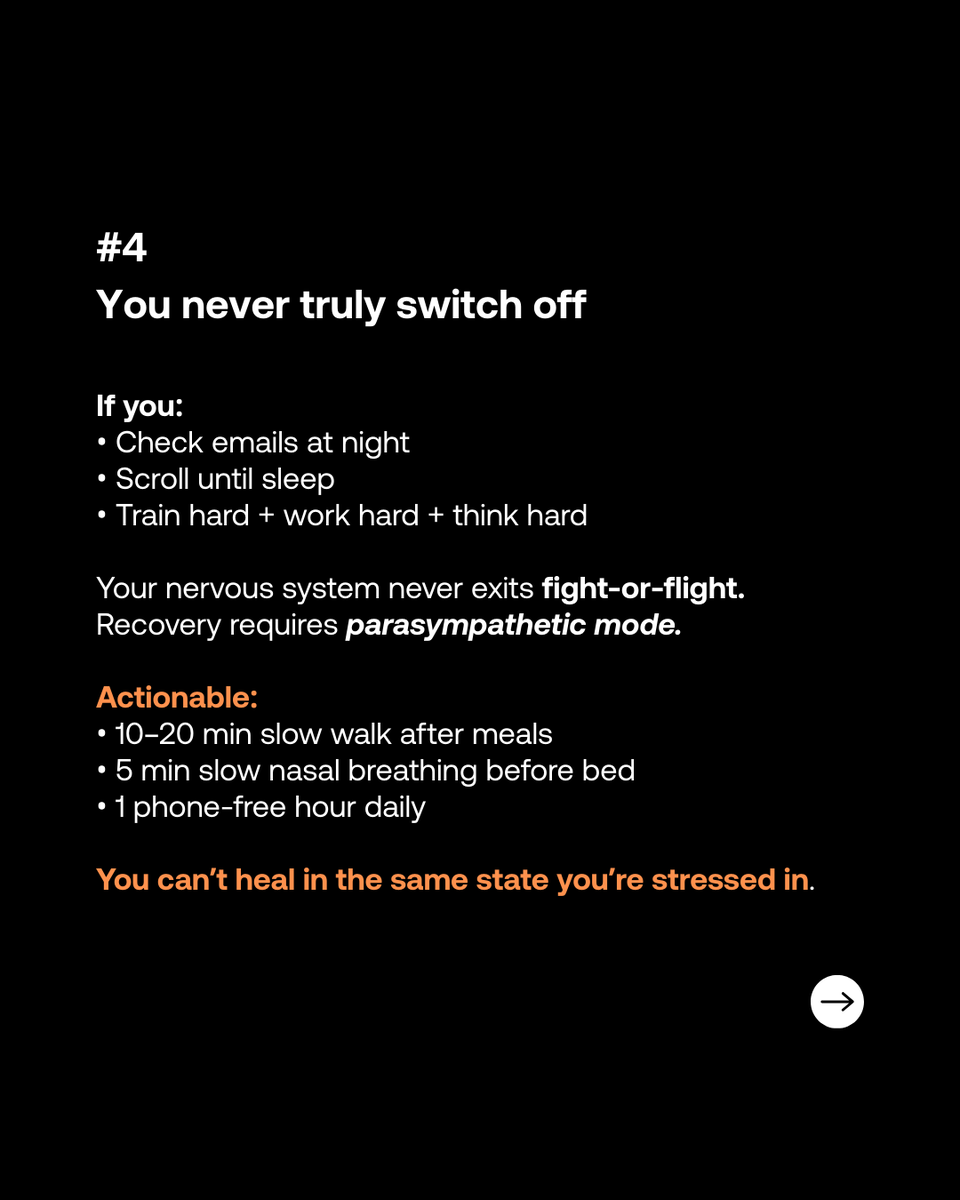 im8health's tweet photo. Most people don’t have a motivation problem.
They have a recovery problem.

If you feel tired, sore for days, bloated, or foggy -
it’s not laziness.
It’s under-recovery.
Sleep deeper.
Eat enough protein.
Replenish electrolytes.

Recover better → perform better.

#IM8health #Recovery #PerformanceHealth #SleepBetter #ProteinIntake #im8health