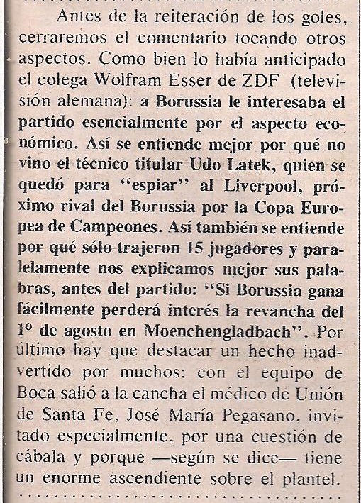 hombrejingle's tweet photo. Hola amigos, les traigo más crónicas acerca de cómo se vivía la Copa Intercontinental en los '70. 
Esta vez, un comentario de El Gráfico luego de la ida (2-2) de la edición 1977 (jugada por Boca en 1978).

Síntesis:

❌Al Liverpool, campeón de Europa, le chupaba un huevo y ni vino.
❌ En su lugar, llegó algo llamado "Borussia Monchengladbach".
❌ Aún siendo cebollazo de Europa, sólo le interesaba jugar por lo económico.
❌ No vino el DT (!), porque prefirió quedarse en Alemania preparando un partido europeo.
❌ Sólo vinieron 15 jugadores (es decir, 11 titulares y 4 suplentes).
❌ Preferían no ganar para no perder interés por el partido de vuelta (!)
❌Pobres monchengladbachos, nadie les avisó que estaba en juego la chapa de ganar una "copa del mundo" por el resto de la eternidad, más "importante" incluso que ganarle una final continental a tu máximo rival, ante los ojos del mundo.