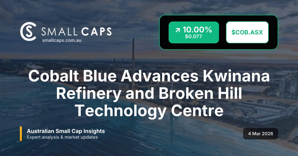 SmallCapsASX's tweet image. Cobalt Blue Advances Kwinana Refinery and Broken Hill Technology Centre

#ASX #SmallCaps #COB

smallcaps.com.au/article/cobalt…