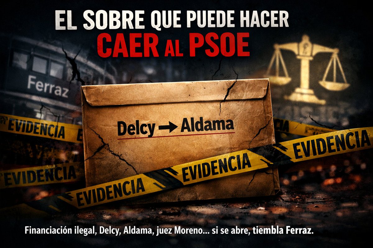 Ferraz ahora mismo no es una sede, es un flan con patas: el juez Moreno quiere el sobre de Delcy, Aldama dice que ahí va la financiación ilegal del PSOE y escriben a Pedraz para que el sobre no aterrice en el juzgado. Si ese sobre se abre, tiemblan hasta los ladrillos de Ferraz.