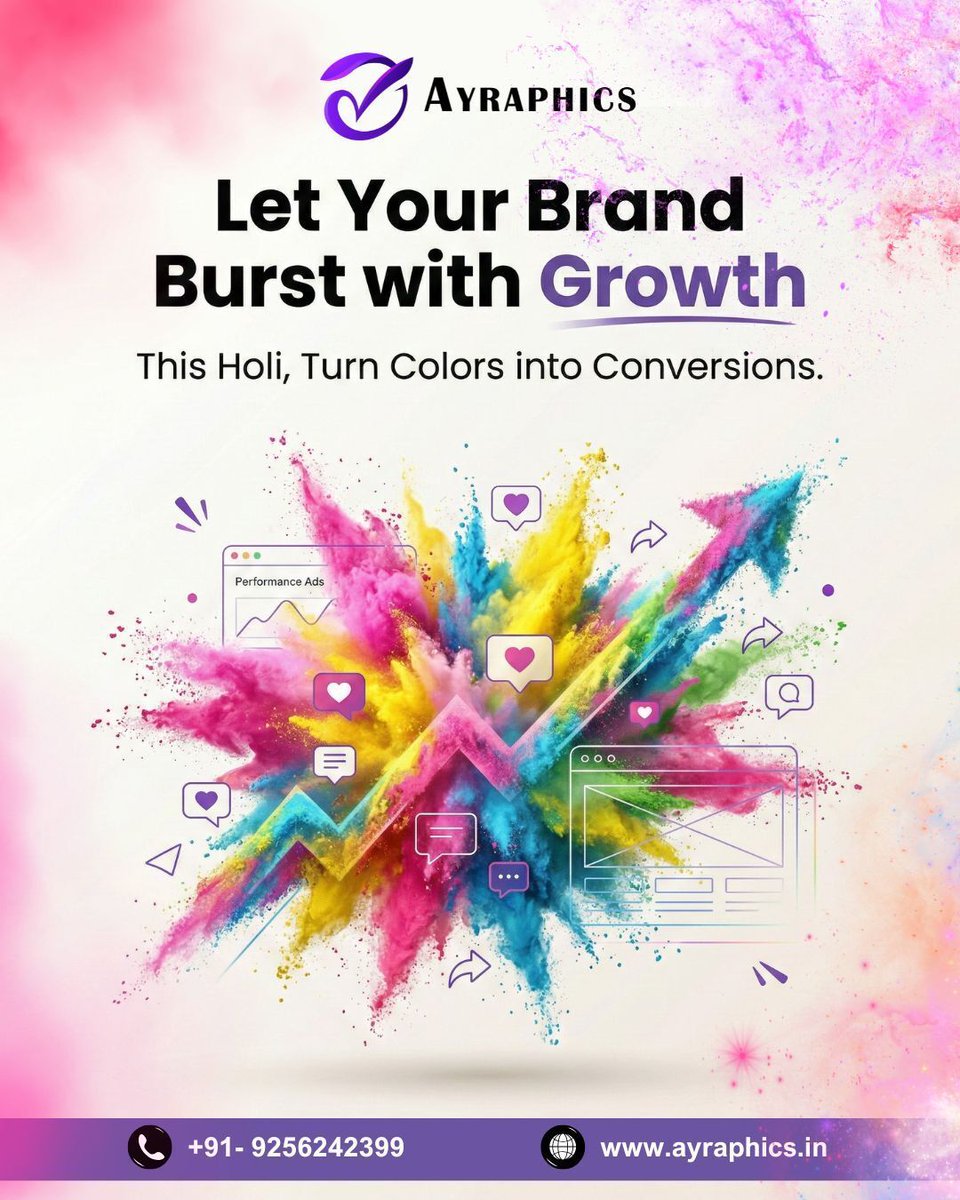 ayraphics's tweet photo. 🌈✨ Happy Holi from Ayraphics! ✨🌈

May your brand shine brighter, grow faster, and turn every color into conversions 🚀
Wishing you success, happiness &amp; unstoppable growth this festive season!

#HappyHoli #Ayraphics #HoliWishes #BusinessGrowth #DigitalMarketing #BrandSuccess https://t.co/VHBx3kO5Ms