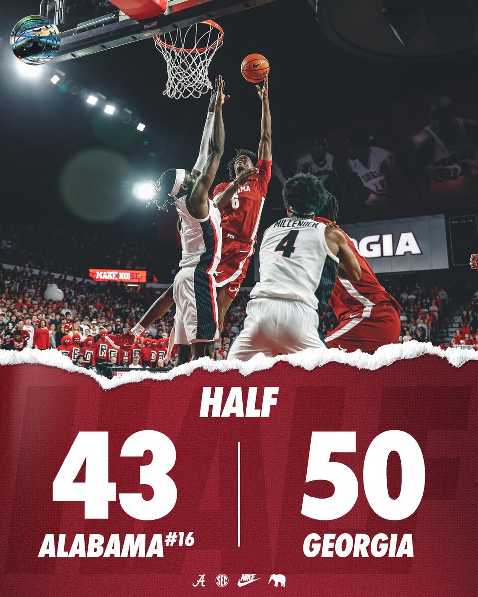 AlabamaMBB's tweet photo. Halftime at UGA. https://t.co/B3XH3VnZ2X