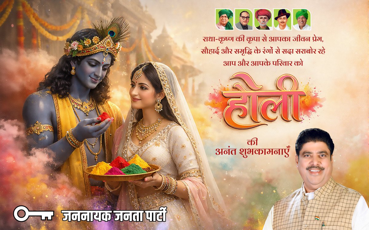 DrAjaySChautala's tweet photo. रंगों की यह उमंग आपसी प्रेम, भाईचारे और सद्भाव को और प्रगाढ़ करे। यह पावन पर्व आप सभी के जीवन में सुख, समृद्धि और नई ऊर्जा लेकर आए।
होली की अनंत शुभकामनाएं https://t.co/ScWvgOthvJ