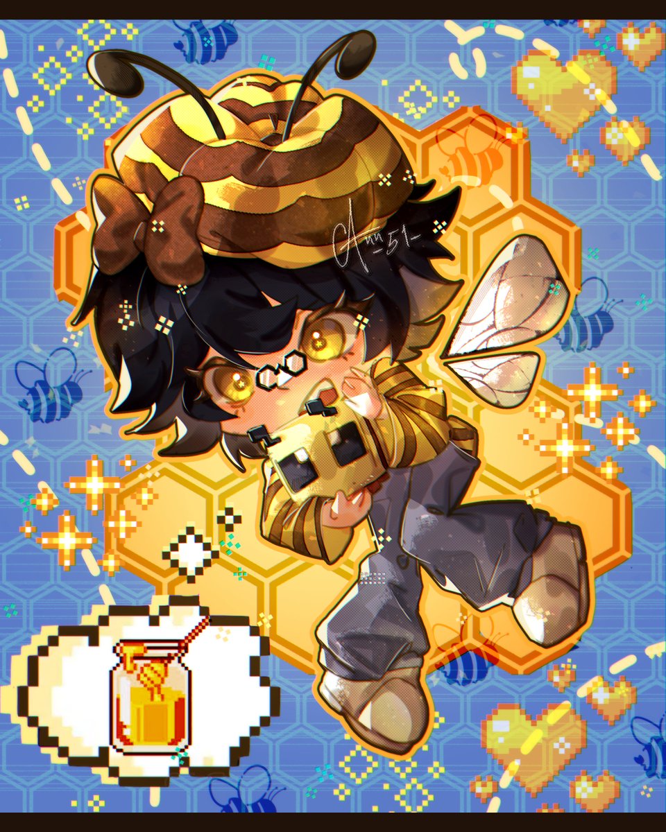 I hope I make it in time! <a href="/kutkyoo/">★ Star. 🐝🌻</a> <a href="/DDesys/">Desy ♡</a> OC's design is super cute and I absolutely loved to add a MC bee🐝  
I don’t play Roblox, so unfortunately I can’t join the group, but I truly hope I completed all the other steps correctly💛
#Kutkyoo #DDesy