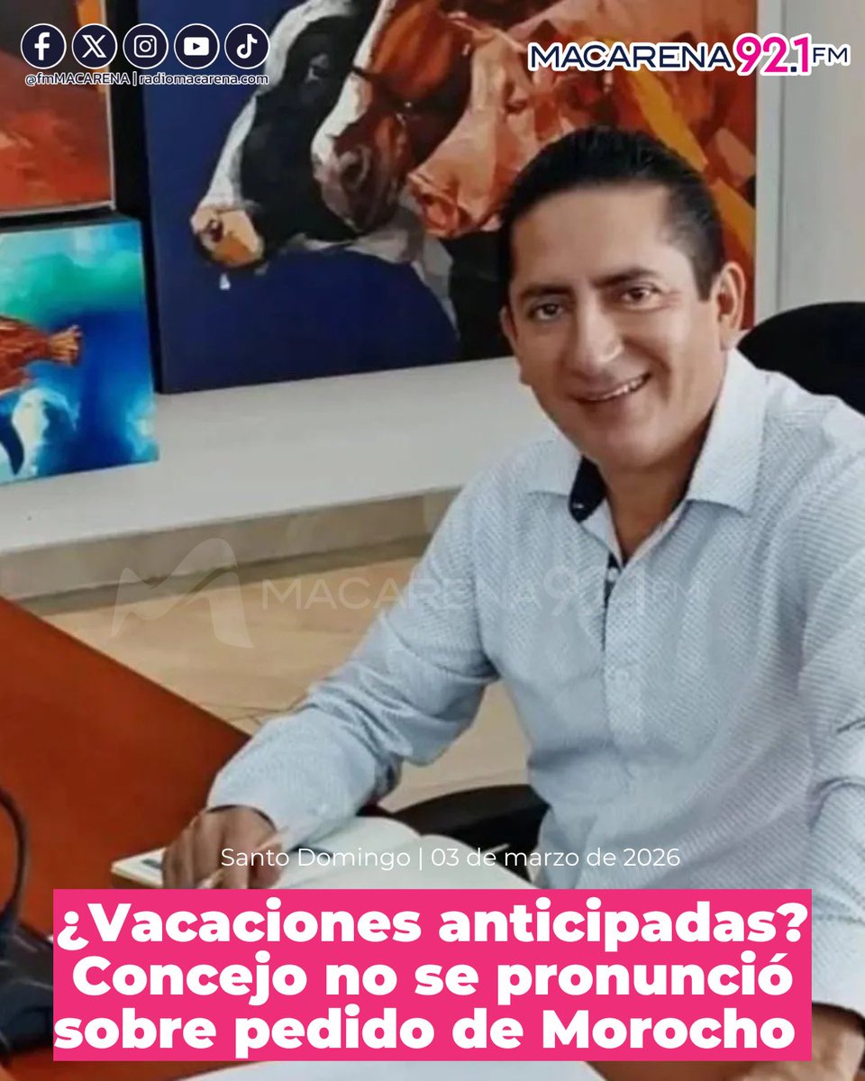Concejo suspendió el punto relacionado con pedido de vacaciones anticipadas realizado por el concejal Miguel Morocho. #SantoDomingo. La sesión de hoy fue la quinta a la que no asistió. El concejal está detenido desde el 13 de enero, pues está procesado por tentativa de asesinato.