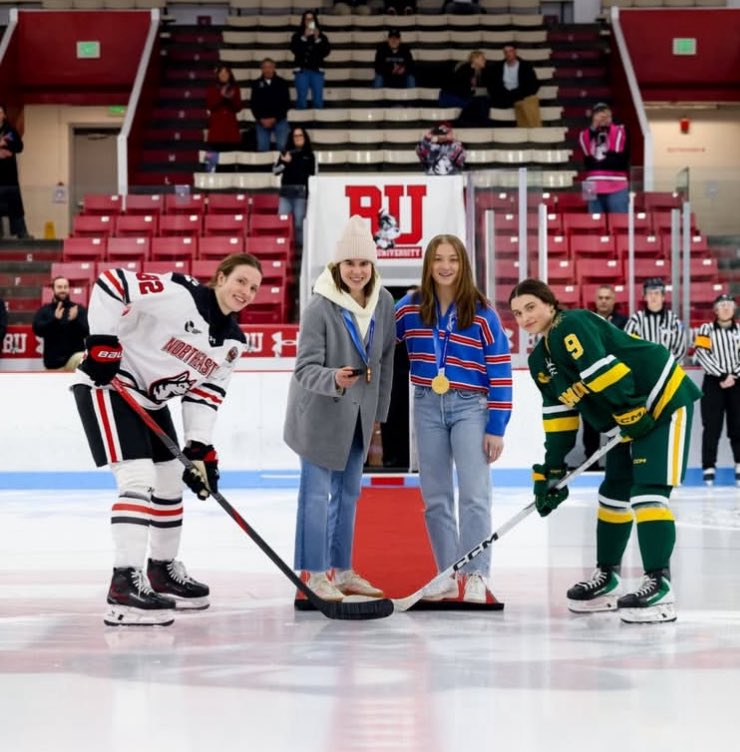 aerin frankel and alina müller via @gonuwhockey on ig ! (3/2/26) 

“Olympic medalists, PWHL superstars, and most importantly Dawgs. 

Thank you to Aerin Frankel and Alina Müller for joining us for puck drop tonight! We are so proud of you and all your accomplishments.”