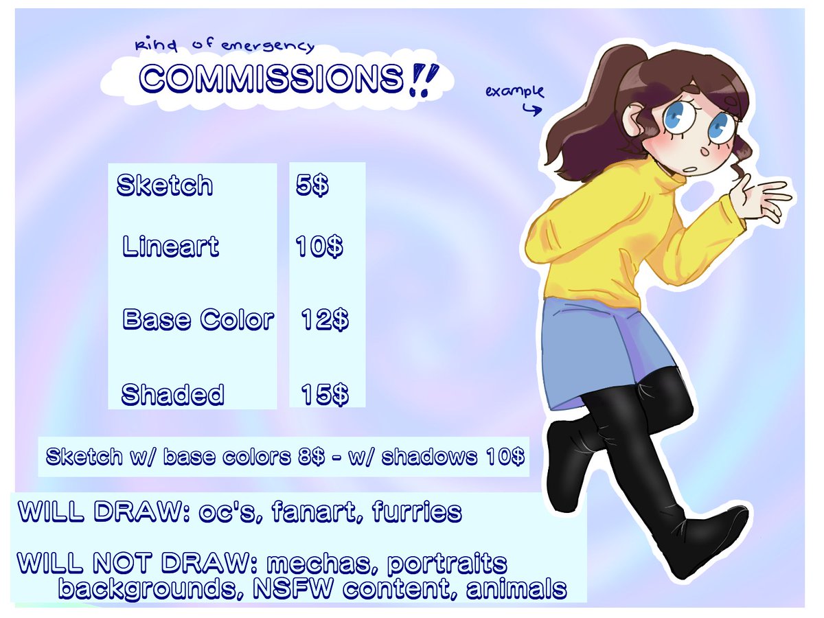 msdorito's tweet photo. hi everyone!! once again i'm here offering commissions,
this time i'm asking for help because i want to leave my toxic household and i just can't stand it anymore.
If you can't buy i would really appreciate the retweets <3
#commissionsopen #amyrose #venti #chibi https://t.co/DRvyTe3Ej0