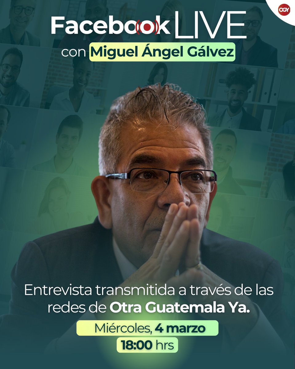 Les invito a acompañarme en esta entrevista.

📅 Miércoles, 4 de marzo
🕕 18:00 hrs

Se transmitirá en el Facebook Live de <a href="/OtraGuatemala/">Otra Guatemala Ya</a>

Comparto el enlace de la página en Facebook, para que puedan unirse a la conversación: 
facebook.com/share/1HT391Eu…