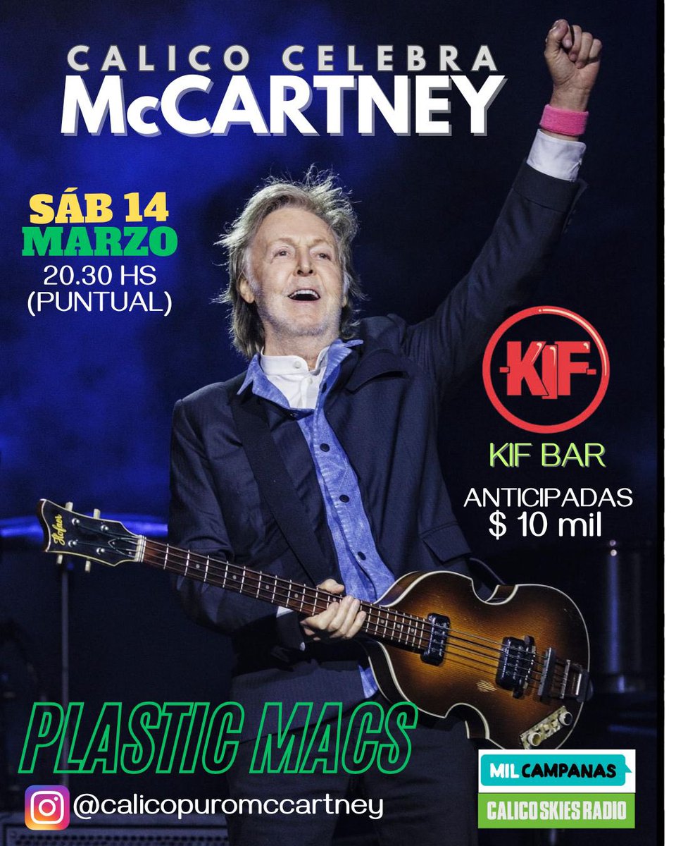 👐🏻 ¿Ya tenes tu entrada?
centralticket.net/14-3-Kif
Te esperamos 🎸 Puro McCartney