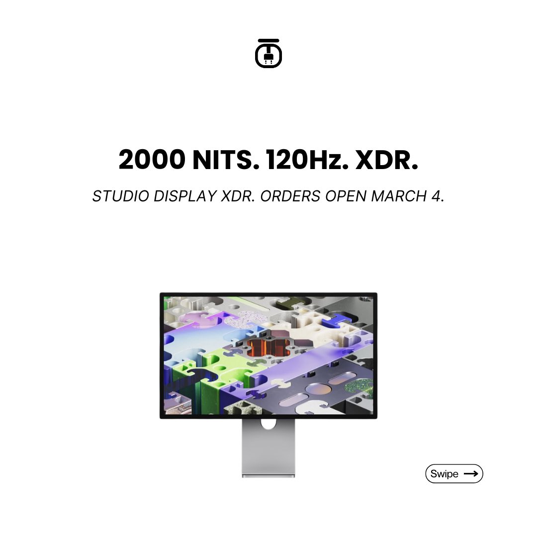 techplugone's tweet photo. Apple just dropped the Studio Display XDR. 27” Mini-LED, 120Hz, and Thunderbolt 5. Starting at $3,299. The standard 5K model is also updated at $1,599.
#TechPlugOne #Apple #FYP #StudioDisplayXDR #TechNews #Viral #Trending https://t.co/PegmKcQSt6