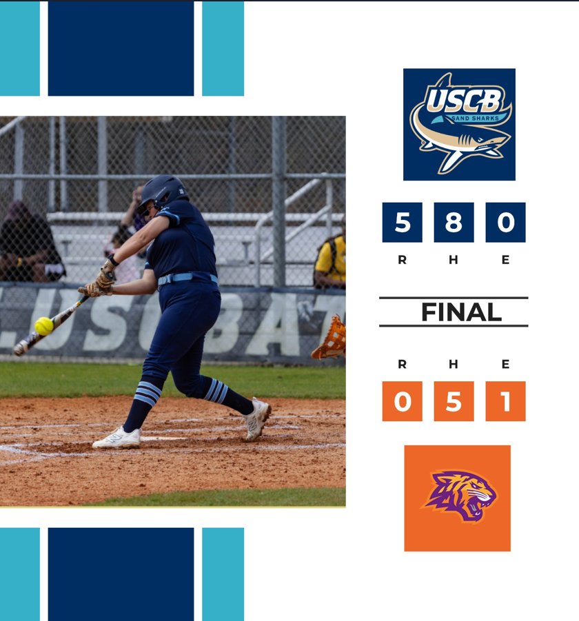 Sand Sharks Victory! <a href="/USCBSoftball/">Sand Shark Softball</a>  sweeps the Tuesday doubleheader! Brundage with a complete game shutout! Whitlock &amp; Turner with multi hit games and Jackson with a team high 2-RBIs!
#FINSUP