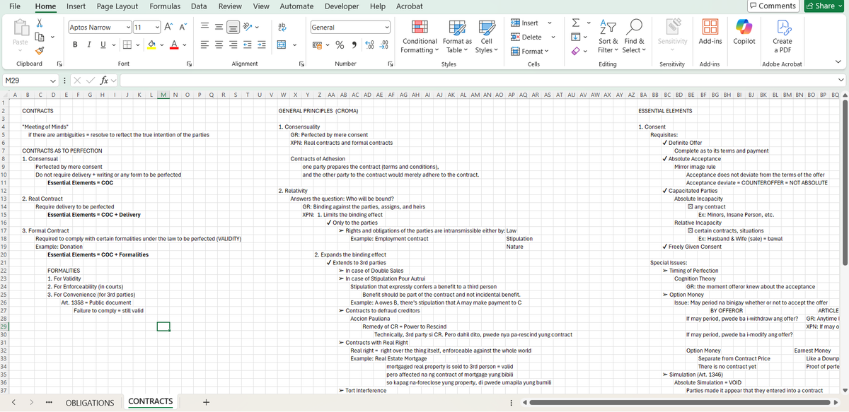 fave life hack ko talaga is mag-notes sa excel! like, ang linis tignan and ang dali lang mag-organize, super easy pa mag-ayos ng formulas and even with theory-heavy topics. kahit di na magdownload ng note-taking apps sa laptop oks na ✨