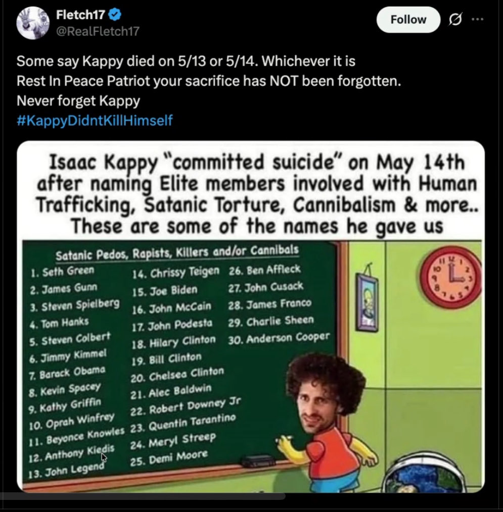 WileECracker's tweet image. Isaac Kappy was right about everything. 
#Isaac #Kappy #IsaacKappy #SexTrafficking #child #sex #trafficking #satanic #ritual