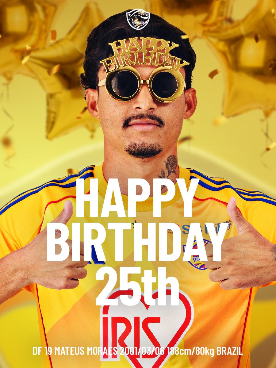 ⋆⸜ 🎉 𝗛𝗔𝗣𝗣𝗬 𝗕𝗜𝗥𝗧𝗛𝗗𝗔𝗬 1⃣9⃣ ⸝⋆

3/6は マテウスモラエス選手の25歳の誕生日🎂
#ハッピーバースデーベガルタ で、マテウス選手をお祝いしよう🙌
マテちゃん、おめでとう🎈

#VEGALTA #BREAKTHROUGH_未来を切り開け