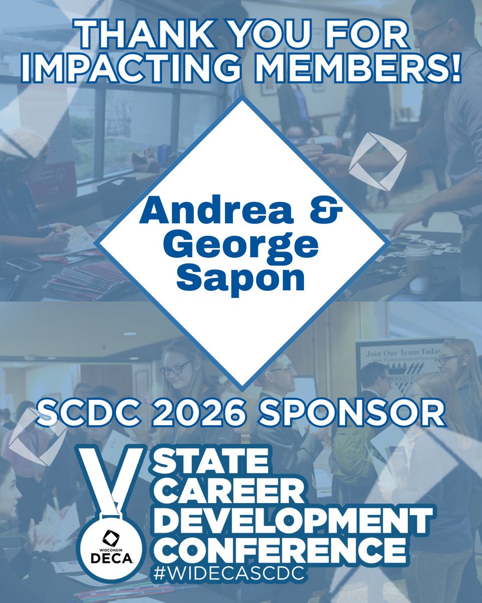 WI_DECA's tweet image. A sincere thank you to Andrea and George Sapon for supporting #WIDECASCDC! Your generosity empowers our members to Go The Extra in leadership, competition, and career readiness. We’re grateful for you! 
#GoTheExtra