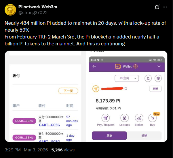 MẠNG PI BỔ SUNG GẦN 484 TRIỆU PI VÀO MẠNG CHÍNH TRONG 20 NGÀY GIỮA LÚC TỶ LỆ KHÓA CAO.

Từ ngày 11 tháng 2 đến ngày 3 tháng 3, Pi Network đã bổ sung gần nửa tỷ token Pi vào mạng chính với tỷ lệ khóa 59%. Hãy cùng tìm hiểu ý nghĩa của sự tăng đột biến này.