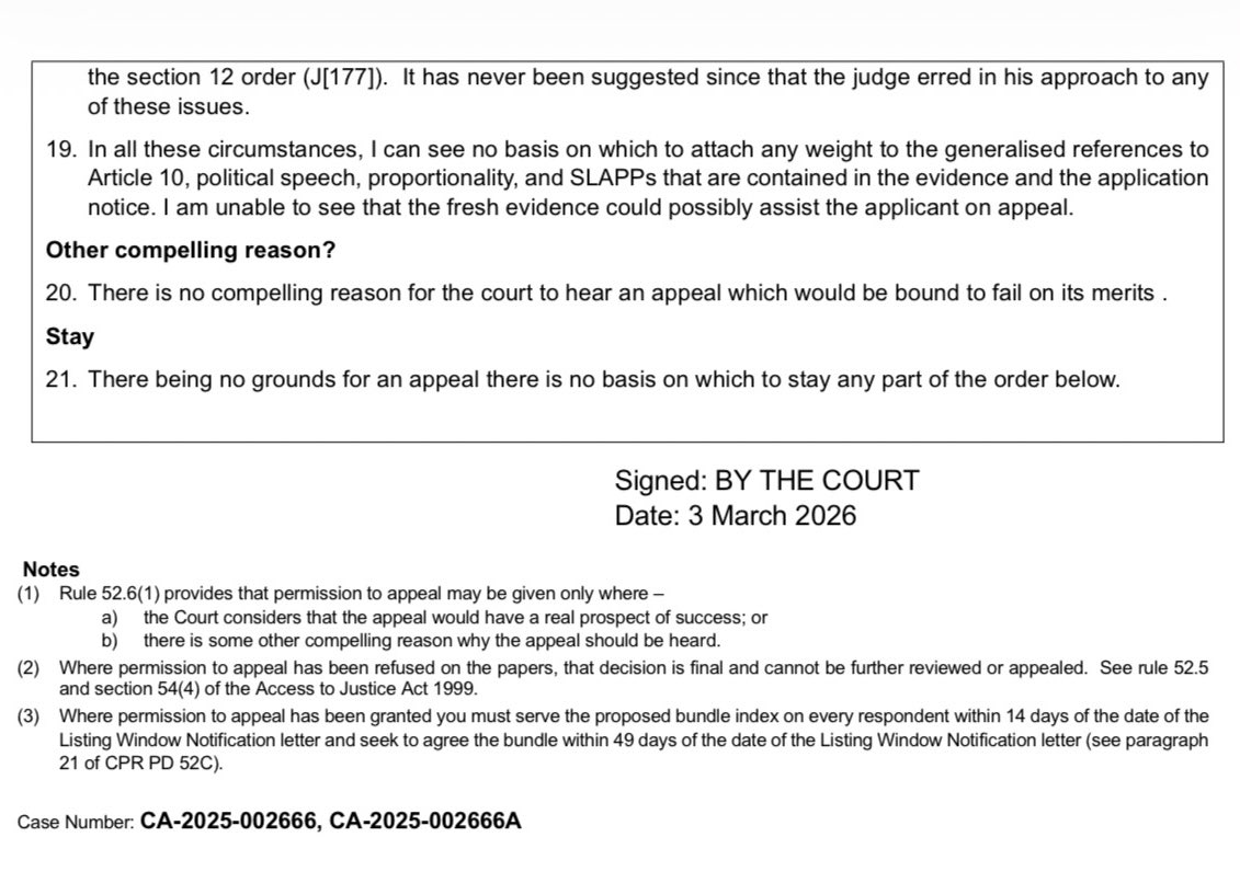 عادل راجہ کا بج گیا پکا باجہ‼️‼️
برطانیہ کے کورٹ آف اپیل نے عادل باجا کو کنفرم بیغیرت، جھوٹا اور فراڈیا ثابت کرتے ہوئے اس کی سزا کو برقرار رکھا ہے۔ اب اس کا کیس کلوز ہو گیا ہے۔ یہ نہ سٹے لے سکتا ہے اور نہ مزید اپیل کر سکتا ہے۔ 
گینڈے کو بھارت سے کمائے گئے 350,000 پاؤنڈ یعنی ساڑھے