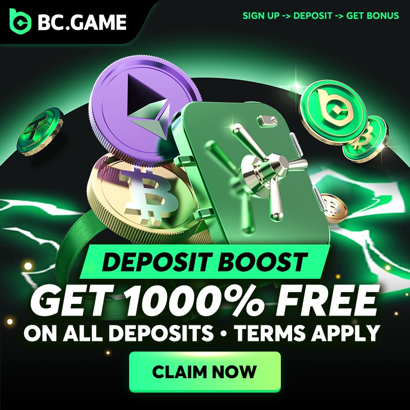 bcgame's tweet photo. WIN 1000% FREE IN CRYPTO PRIZES TODAY!