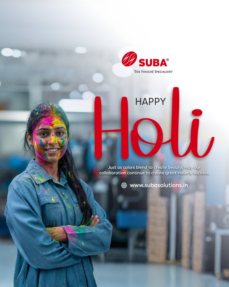 This Holi, Subasolutions celebrates the power of perfect finishes and powerful partnerships.

As colors blend beautifully, so do innovation, trust, and success.

Let’s create brilliance together.

#subasolutions #HappyHoli #StrongerTogether #colorofsuccess