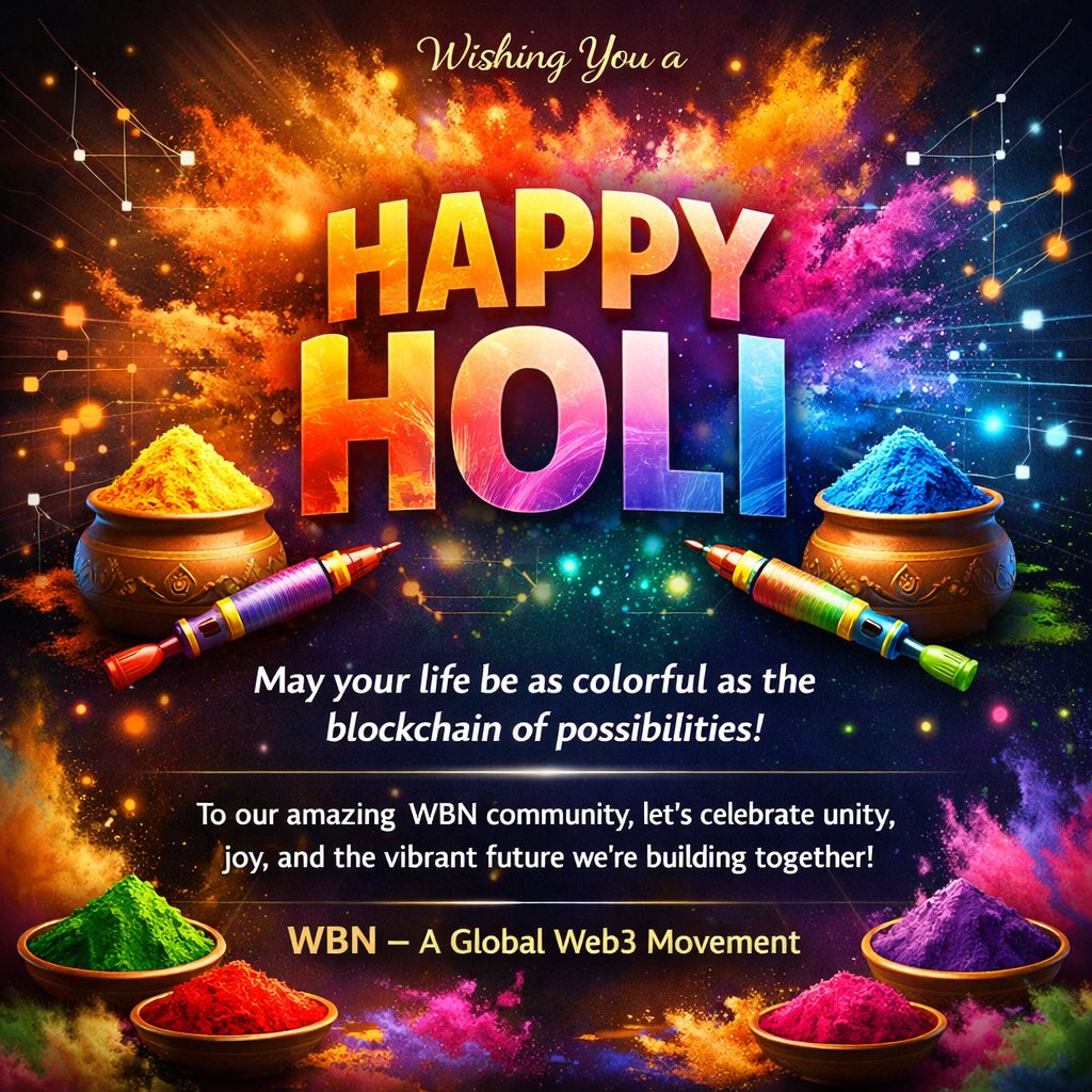 wbndexai's tweet photo. Happy Holi to our amazing WBN community! 🌈✨
May this festival of colors bring joy, unity, and new opportunities to everyone.
Just like the vibrant colors of Holi, may our journey in Web3 be filled with innovation, growth, and success. 🚀
Let’s celebrate together https://t.co/Z6830yvhS0