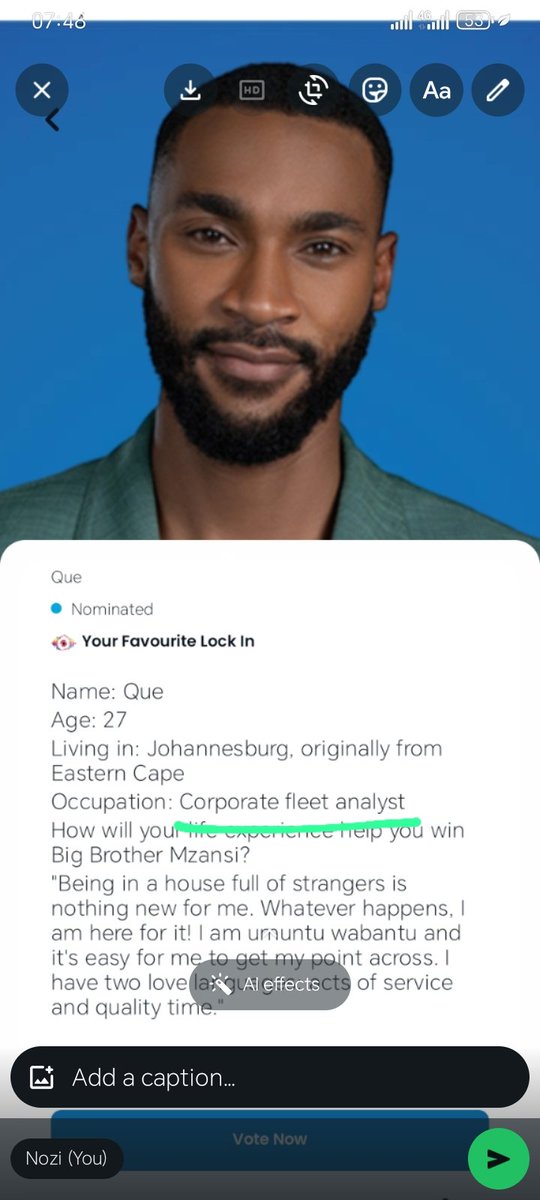 nozi_bele's tweet photo. Que has a career 💯 he's a corporate Dyan! Don't undermine #BBMzansiS6 https://t.co/qZeXvGKL3J
