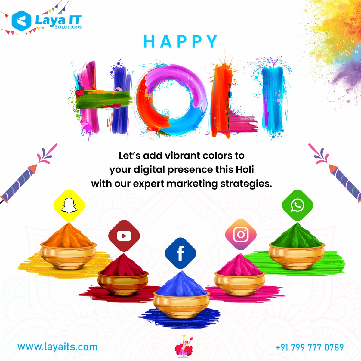 LayaITSolutions's tweet photo. 🌸 Happy Holi from Laya IT Solutions 🌸

This Holi, let’s add vibrant colors to your digital journey! 🌈

We build powerful websites &amp; create result-driven digital marketing strategies that help your brand shine online. 💻📈

#HappyHoli #Holi2026 #LayaITSolutions #Hyderabad https://t.co/t1l8Iz8dOu