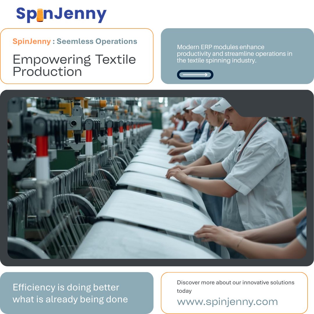 TextileERP's tweet photo. SpinJenny integrates its ERP modules into one cohesive system, allowing production, inventory, quality, and finance to function in perfect alignment.
https://t.co/xz0X4qUVb6
#SpinJenny #TextileERP #SpinningIndustry #SmartManufacturing #MillManagement #ProcessIntegration https://t.co/aTokbPyWeY