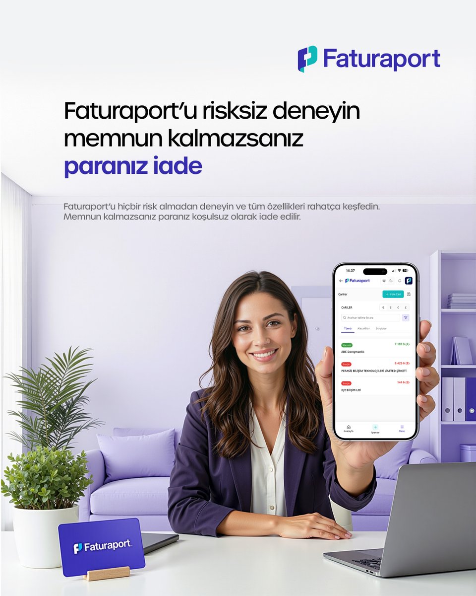 Yeni bir yazılım denerken risk almak zorunda değilsiniz.

Faturaport’u deneyin.
Memnun kalmazsanız paranız iade.
Denemesi ücretsiz.
Kararı siz verin.

👉 faturaport.com