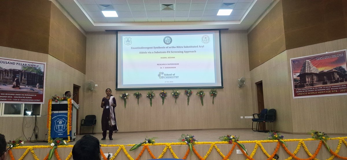 socuoh's tweet photo. Congrats🎉to Ms. Jeevani Kodru, a PhD Scholar working with Dr. T. Saravanan in the Enzyme Catalysis Lab, for winning the Best Oral Presentation Award at the Int. Conf. on Organic Synthesis &amp; Advanced Materials (ICOSAM-2026), held at NIT-Warangal (Feb 25–28, 2026).
#UoH
#socuoh https://t.co/EYVOebklAi