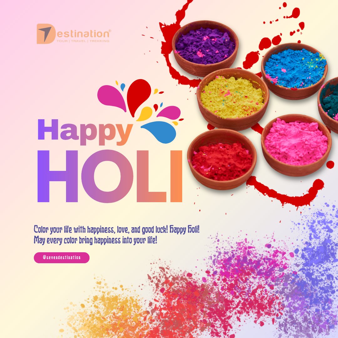 7Destinationoff's tweet photo. Happy Holi 🌸🌈
Colors of joy, splash of happiness!
.
.

#HappyHoli #HoliCelebration #IndianFestival #GoodVibesOnly #HoliFun #sevendestination https://t.co/i6Yol7ssVr
