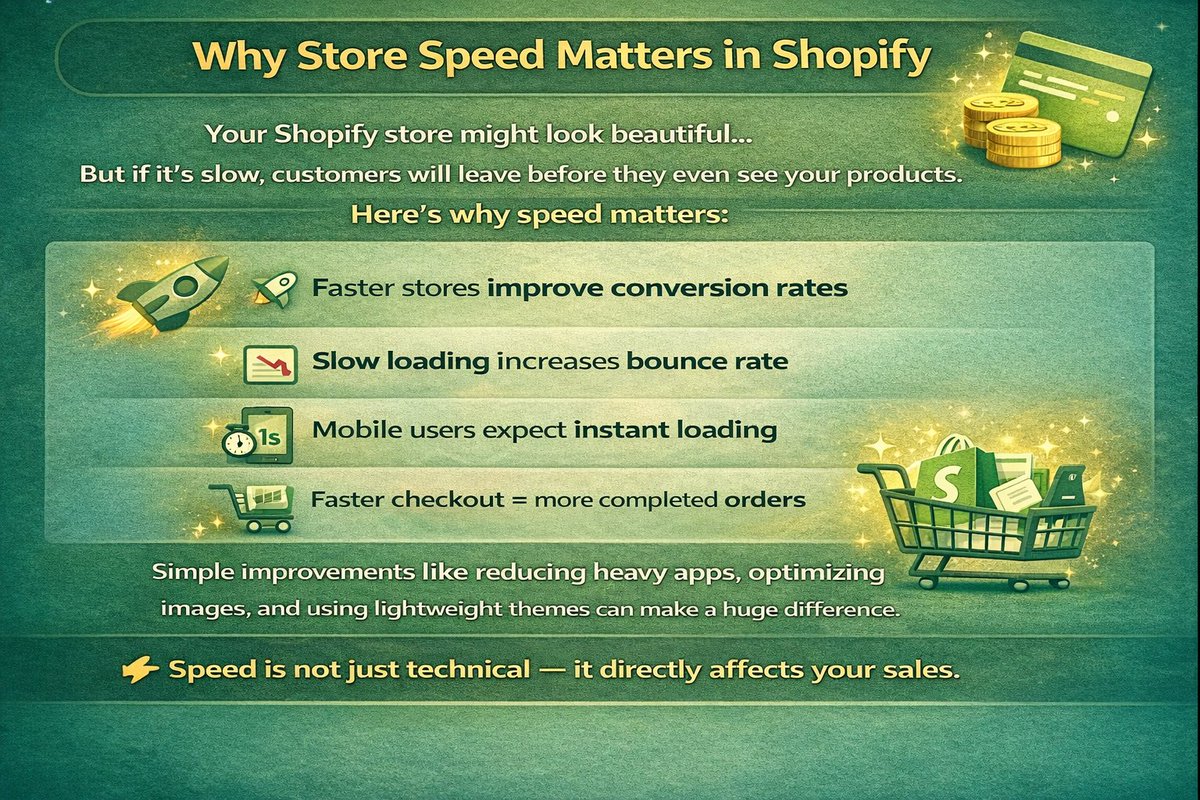 fayyazraza315's tweet photo. Why Store Speed Matters in Shopify 🚀

#Shopify #ShopifyTips #StoreSpeed #ShopifyStore #EcommerceTips #OnlineStore #ConversionRate #ShopifyOptimization #EcommerceGrowth #ShopifyExpert 🚀 https://t.co/JT1pKO0Gp4