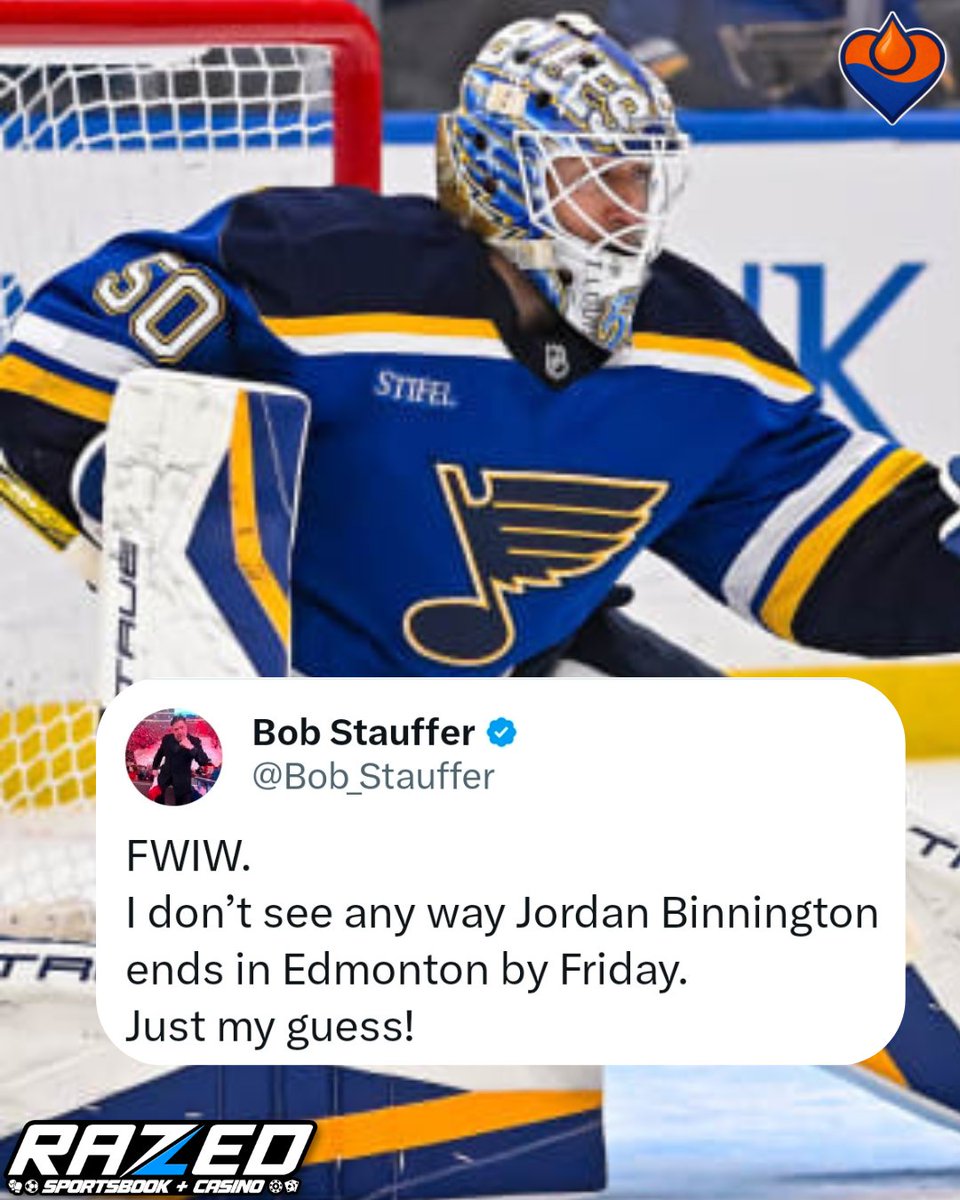 BleedOilBlue's tweet photo. 🥶According to Bob Stauffer Oilers are not getting a new goalie.
#LetsGoOilers #Oilers #NHL #Hockey #stblues https://t.co/7zLbju5W6B