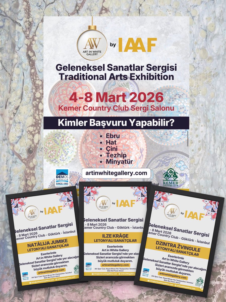 Leila_Bula's tweet photo. This special selection of traditional art disciplines such as ebru, line, china, tezhip and miniature brings together its deep-rooted heritage with a contemporary understanding of performance.🇱🇻🇹🇷
🗓️4-8 Mart 2026
📍Kemer Country Club Sergi Salonu https://t.co/0ICGxyKUyj
