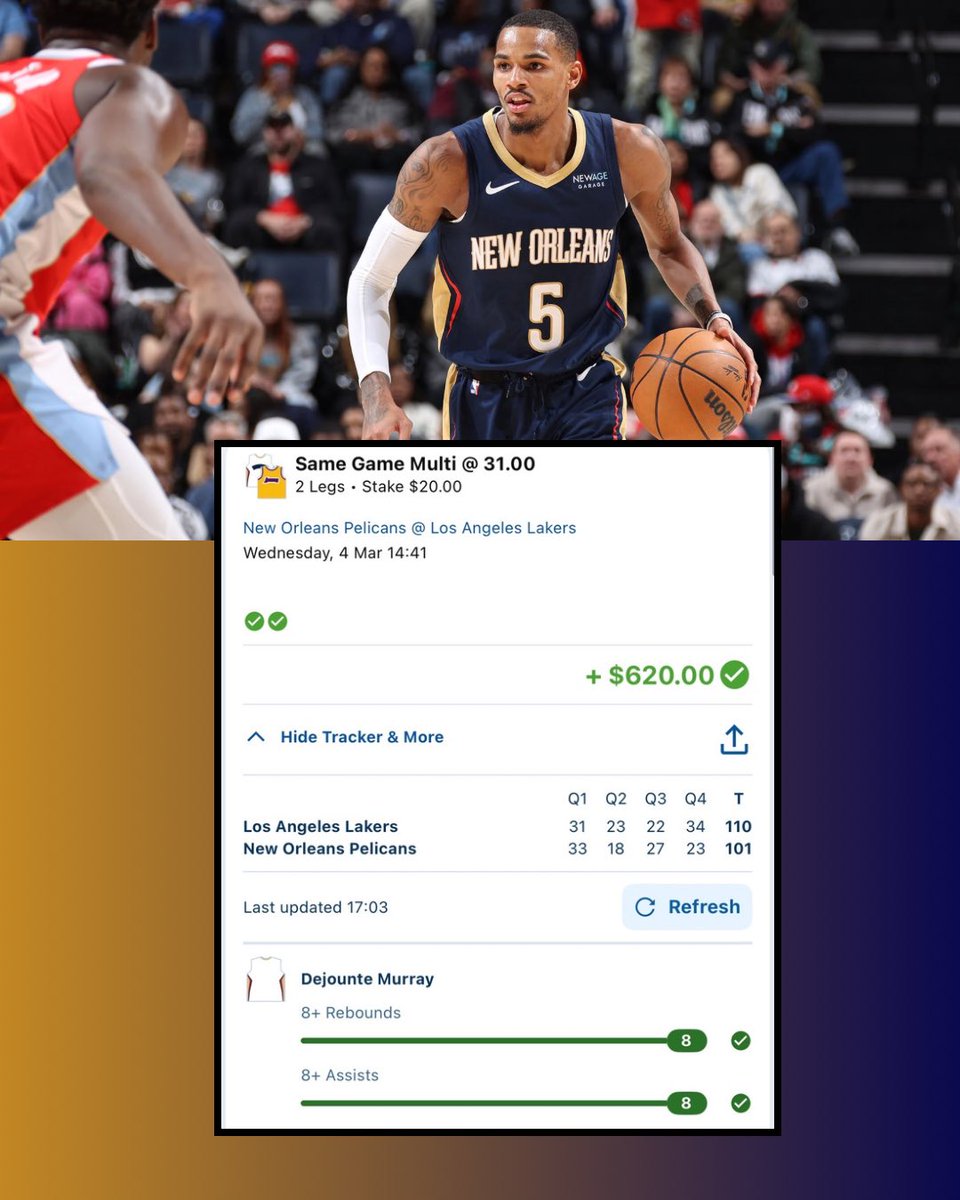 BANGGGGGGG 💎

Get 40% off using the code “MURRAY” valid for the next 48 hours! 

Join here: buddysbets.com

My triple double king is back clutched up for me and the cord ❤️