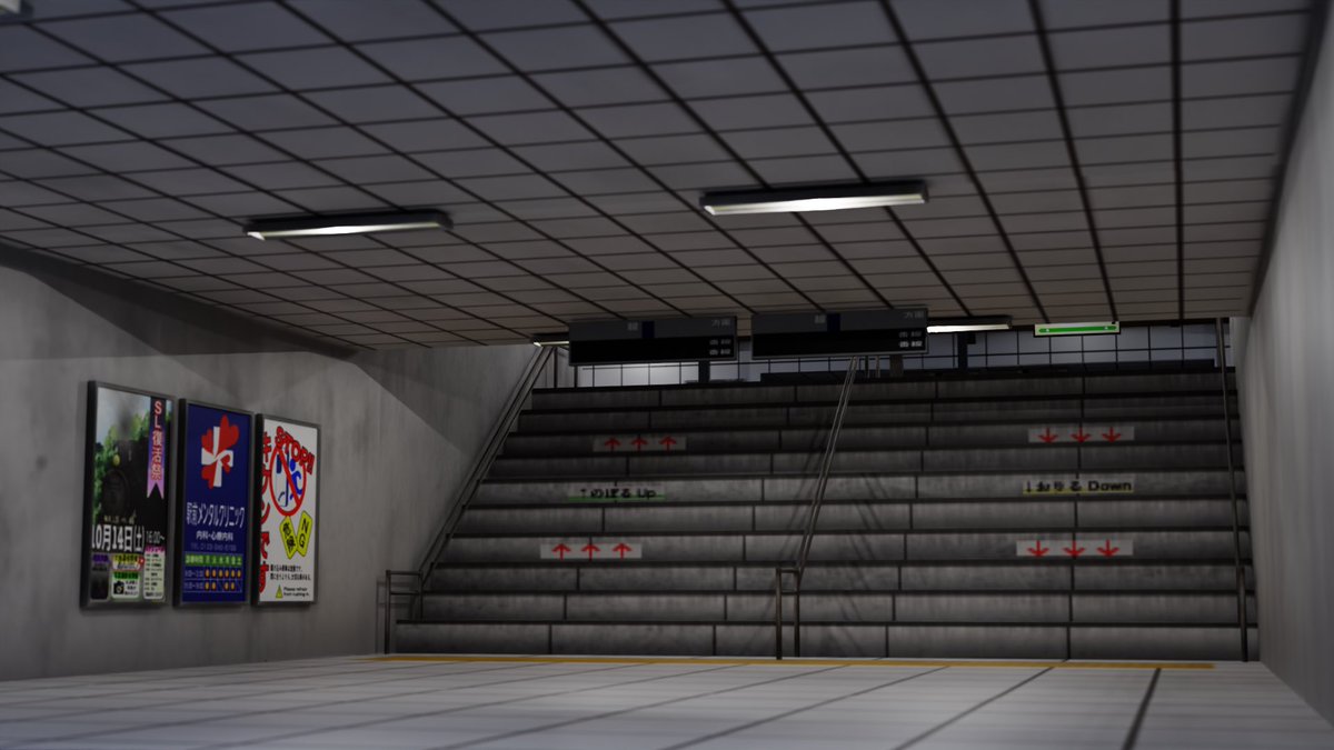 crl_4521's tweet image. ✍️ブレンダー記録172日目
角度変えたり、夜っぽくしたり…
これにて駅は終了です☑️
時間が取れず結構日数かかった🕰️
#blender  #駅 #3DCG