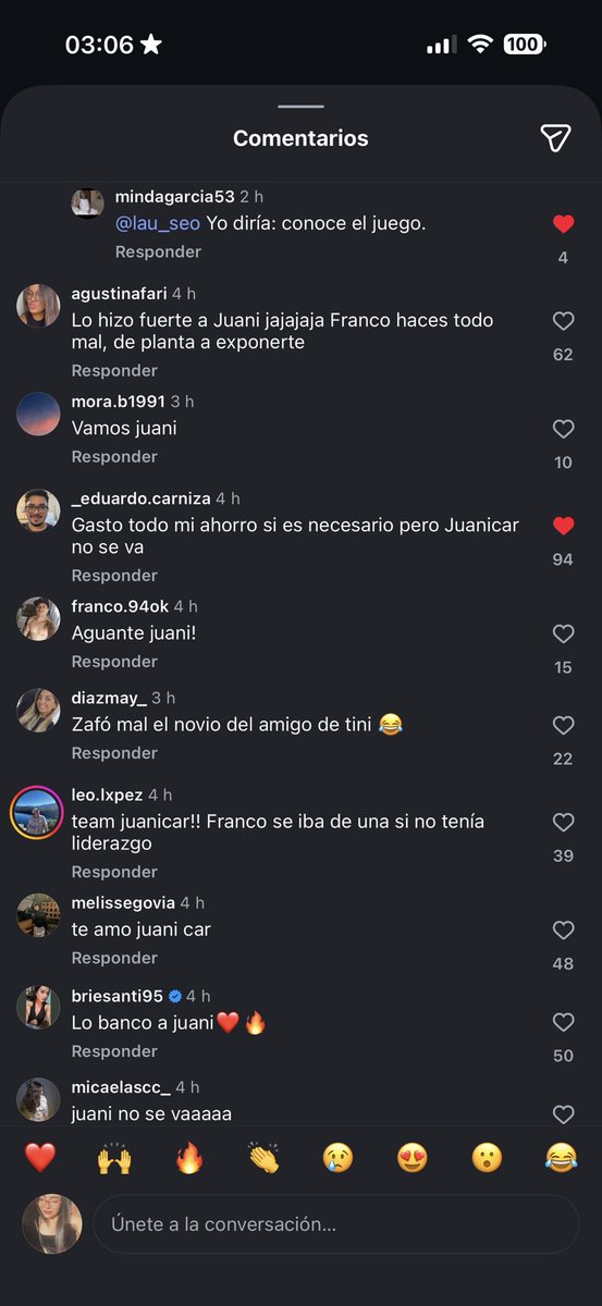 Y pensar que cuando se filtró que entraba juani todos estaban en contra hasta lo bardeaban y ahora lo apoyan 😭😭😭