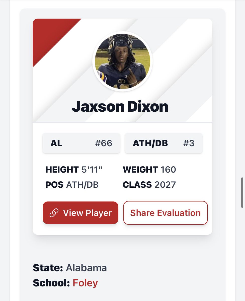 JaxsonDixon10's tweet image. Thanks for the Player Evaluation! @PrepRedzoneAL 

@247Sports @HallTechSports1 @RivalsHS @Rivals 

#baller #godbless