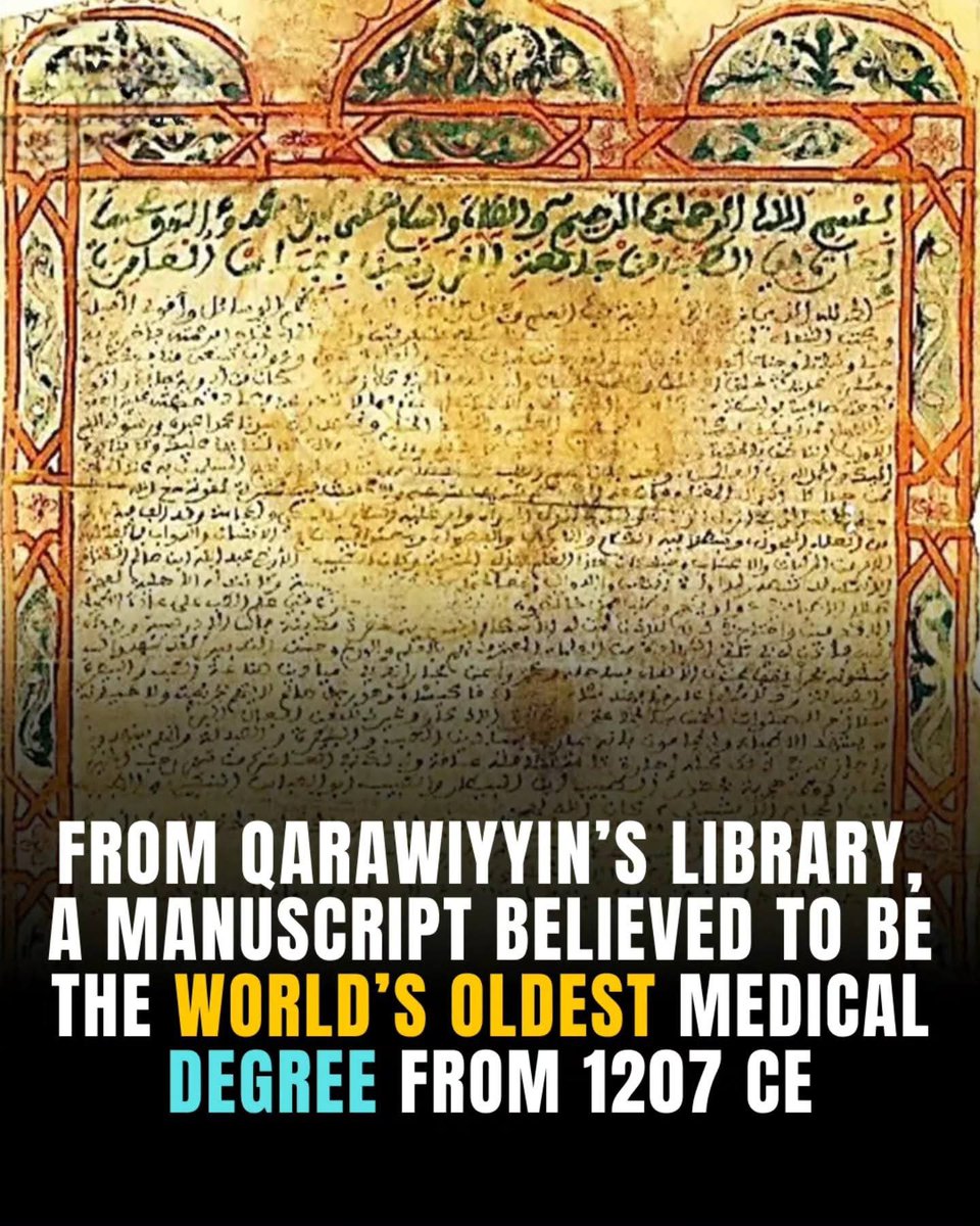 Cool_Ustaz's tweet photo. 📚 The woman who founded the world’s first university

Her name was Fatima al-Fihri — a Muslim woman who transformed the history of education.

In 859 CE, after inheriting her father’s wealth, she used it to establish a center of learning in Fez, Morocco. That institution later became the University of al-Qarawiyyin — widely recognized as the oldest continuously operating university in the world.

Long before modern universities emerged, students there were studying mathematics, astronomy, medicine, languages, and philosophy.

She personally oversaw the construction and devoted her entire wealth to a legacy of knowledge that continues more than a thousand years later.

One woman’s vision.
A millennium of impact.