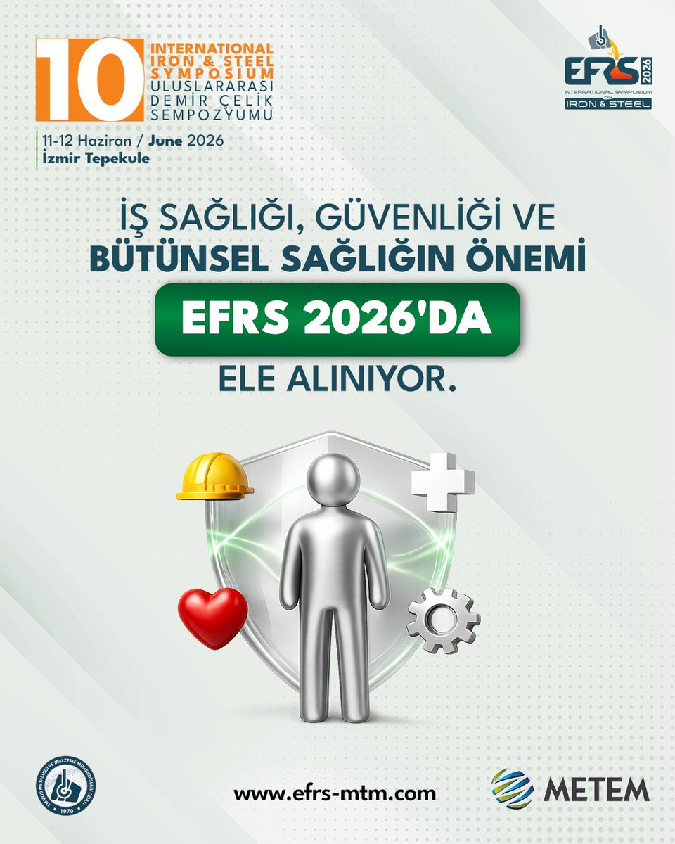 İş sağlığı ve güvenliğinin önemini EFRS 2026'da konuşuyoruz.

Kayıt için: efrs-mtm.com

-

We are discussing the importance of occupational health and safety at EFRS 2026.

To register: efrs-mtm.com

#EFRS2026 #OccupationalHealth #IronandSteel #METEM