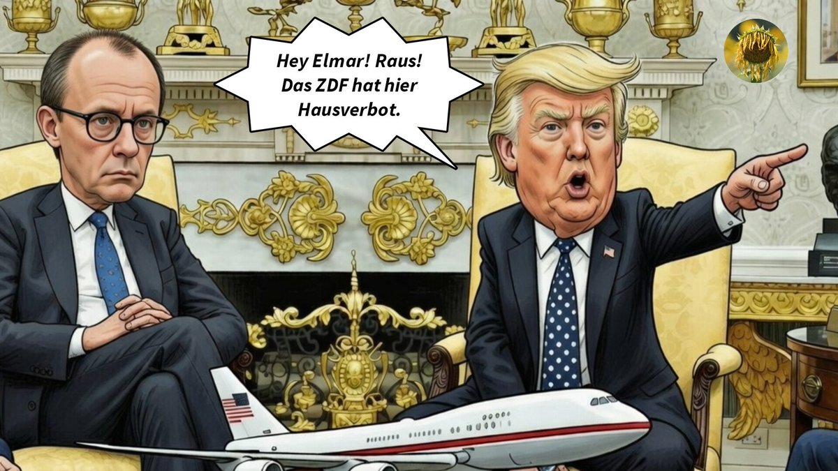 BB12_DE's tweet image. Elmar Theveßen hatte sich wohl ins Oval Office geschummelt. Donald Trump kämpft gegen ZDF-Fake-News.

#Trump #Merz #ZDF #Theveßen