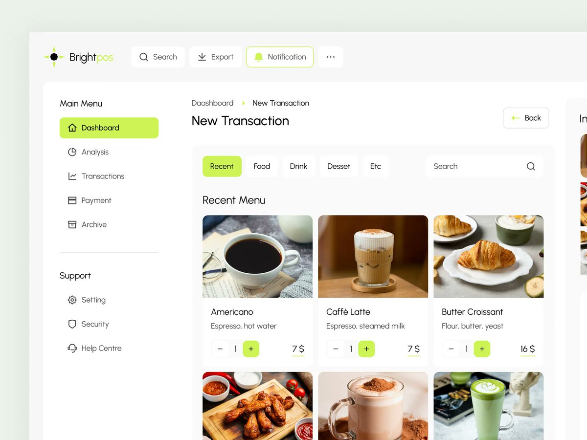 Rukouscm's tweet photo. BrightPOS — Point of Sale Dashboard UI

A seamless POS experience designed to make ordering and transactions effortless.

From clean menu grids to intuitive navigation, every element is crafted for speed and efficiency.

What do you think of this POS direction?

#UIUX #POSDesign https://t.co/FBIQkRiNV9