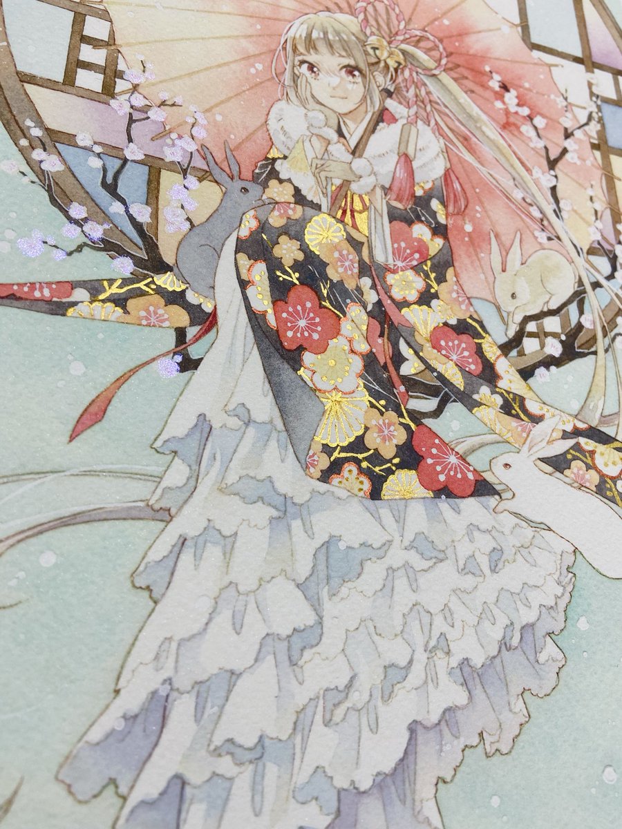 明日からの東京・五反田での個展に向けて、複製原画に手彩を行いました