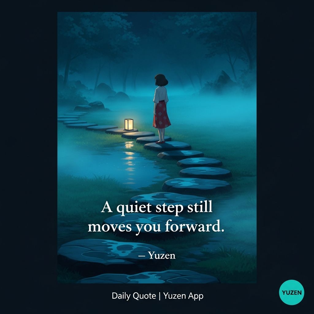 Yuzenai's tweet image. You do not have to rush to arrive. A quiet step still moves you forward. #YuzenApp #Mindfulness #GentleProgress
