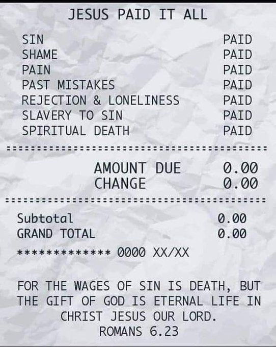 JesusSavesUs777's tweet photo. Jesus paid it ALL! https://t.co/XPTrzPINyd