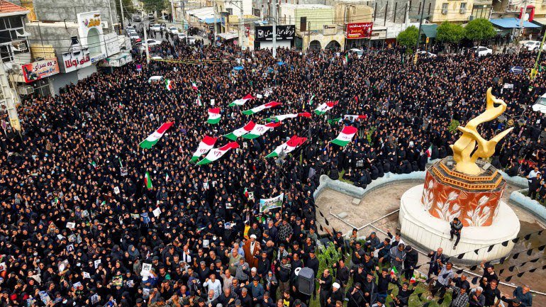 MatthewPHoh's tweet photo. Today in Iran, thousands upon thousands turned out under open skies, despite  US and Israeli warplanes, drones and missiles overhead.

This was not only an act of mourning for 168 murdered school girls, nor was it just an act of national solidarity, but it was an act of defiance that should, but won’t, give concern to every warmonger in Washington, DC and in the American media.

No surrender was their chant. How could surrender ever be an option to a nation and a people with their history and, now, their murdered girls?

If they were your girls, murdered by foreign bombs, would you surrender?