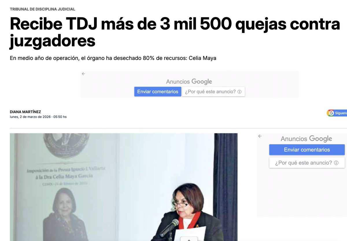JoseMarioMX's tweet photo. En seis meses el nuevo Tribunal de Disciplina Judicial recibió 3,540 quejas contra jueces. Suena fuerte… hasta que aparece el dato clave: el 80% se desechó por improcedente. Muchas ni siquiera tenían pruebas; otras ni iban contra personal judicial. El número no revela confianza en el sistema. Revela algo más incómodo: un enorme malestar con la justicia y un mecanismo disciplinario que todavía no sabe distinguir entre ruido y verdadera responsabilidad.

Pero lo más delicado está en otra parte. El Tribunal aún no tiene resoluciones finales, pero ya investiga cuando una decisión judicial aparece en los medios y busca firmar un convenio con la UIF para rastrear el patrimonio de jueces. La intención puede ser legítima —combatir corrupción—, pero la historia del poder en México enseña algo elemental: los órganos disciplinarios pueden limpiar… o pueden convertirse en instrumentos de presión.

Ahí está el verdadero debate. La reforma judicial prometió más control y más evaluación. Pero si el nuevo modelo termina midiendo a los jueces con encuestas, productividad y expedientes anónimos, el riesgo es enorme: pasar de una justicia independiente a una justicia vigilada. 

https://t.co/TwQlKQWJCX
