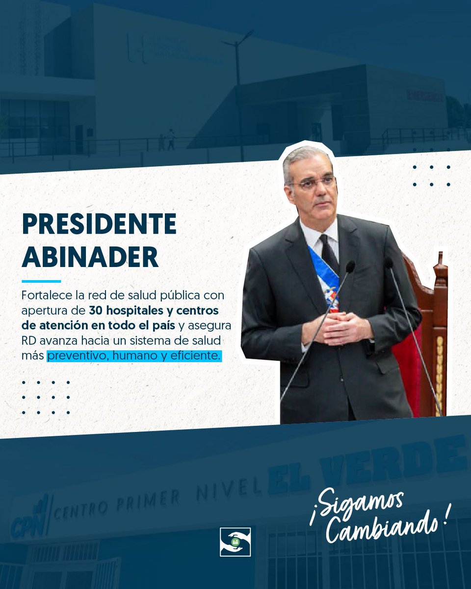 El presidente <a href="/luisabinader/">Luis Abinader</a> informó que durante 2025 la República Dominicana consolidó un sistema de salud más preventivo, humano y eficiente, con la apertura de 30 nuevos hospitales y centros de atención.

📲Conozca más en #EnSaludDigital 
ensaluddigital.gob.do