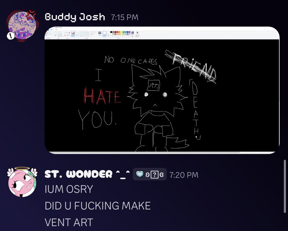 I forgot to vc with my friend and he made vent art when I was away 🥹