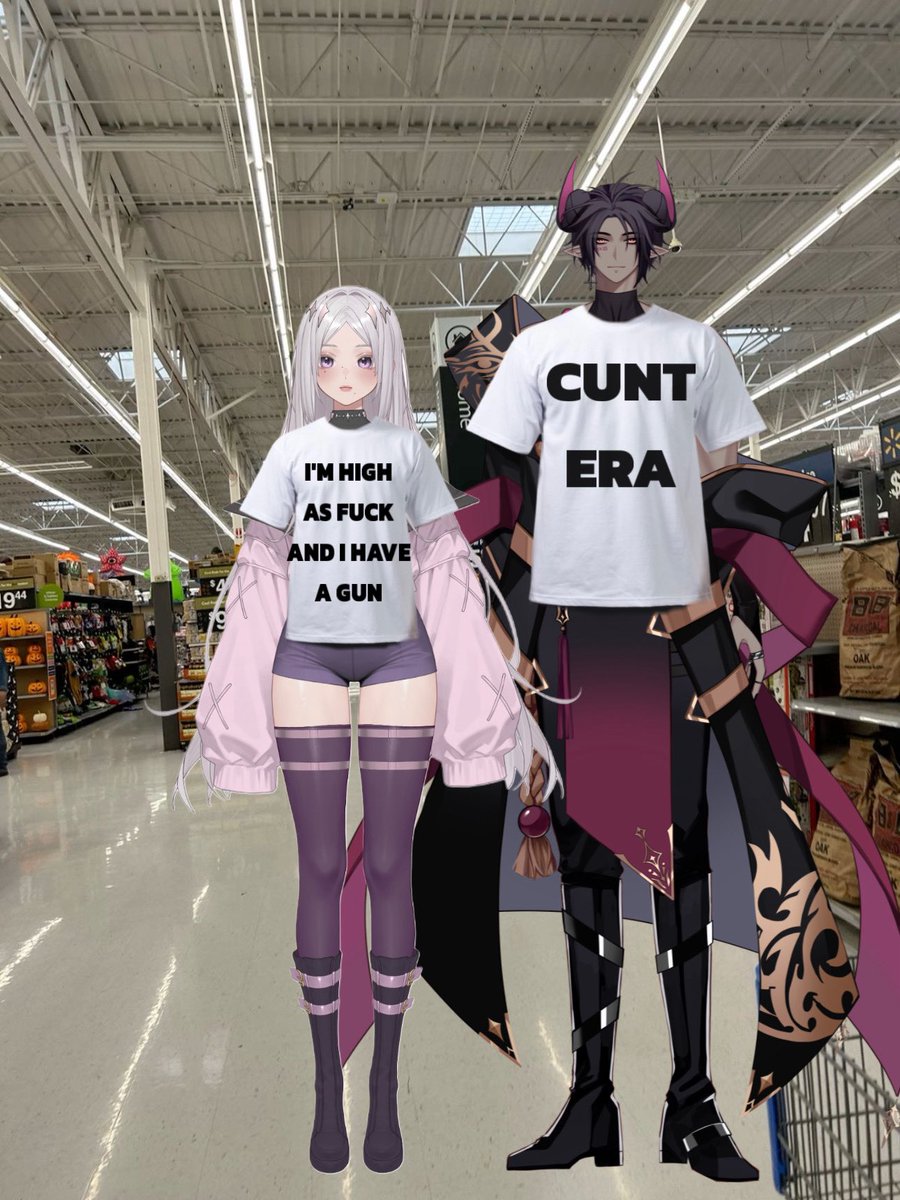 at the Walmart for the first time @/Kurogane_Endo  and I found matching human shirts to become more human